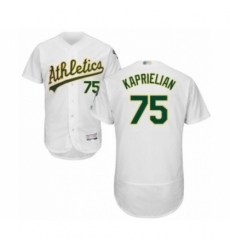 Men's Oakland Athletics #75 James Kaprielian White Home Flex Base Authentic Collection Baseball Player Jersey