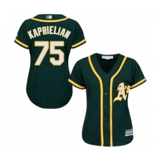Women's Oakland Athletics #75 James Kaprielian Authentic Green Alternate 1 Cool Base Baseball Player Jersey Women's Oakland Athletics #75 James Kaprielian Authentic Green Alternate 1 Cool Base Baseball Player Jersey