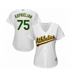 Women's Oakland Athletics #75 James Kaprielian Authentic White Home Cool Base Baseball Player Jersey