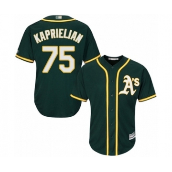 Youth Oakland Athletics #75 James Kaprielian Authentic Green Alternate 1 Cool Base Baseball Player Jersey Youth Oakland Athletics #75 James Kaprielian Authentic Green Alternate 1 Cool Base Baseball Player Jersey