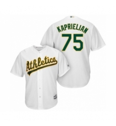 Youth Oakland Athletics #75 James Kaprielian Authentic White Home Cool Base Baseball Player Jersey