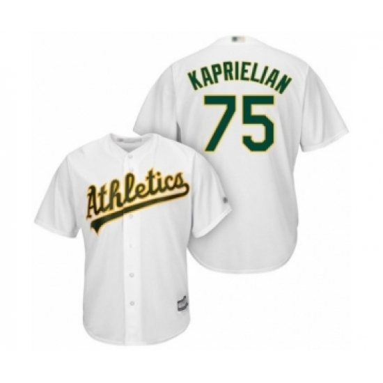 Youth Oakland Athletics #75 James Kaprielian Authentic White Home Cool Base Baseball Player Jersey Youth Oakland Athletics #75 James Kaprielian Authentic White Home Cool Base Baseball Player Jersey